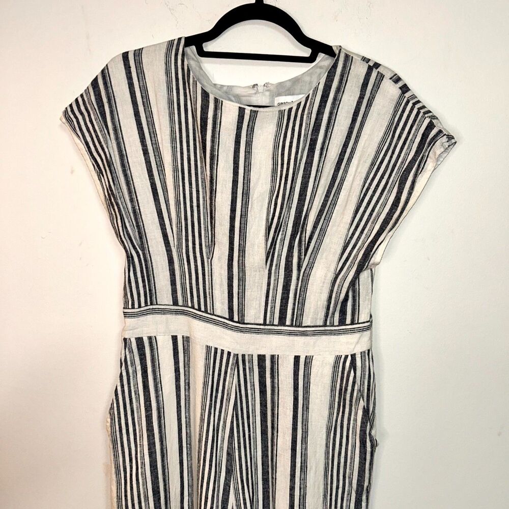 Gibson & Latimer Jumpsuit Womens Medium Cream Cap Sleeve One Piece Preppy Boho - Picture 3 of 9